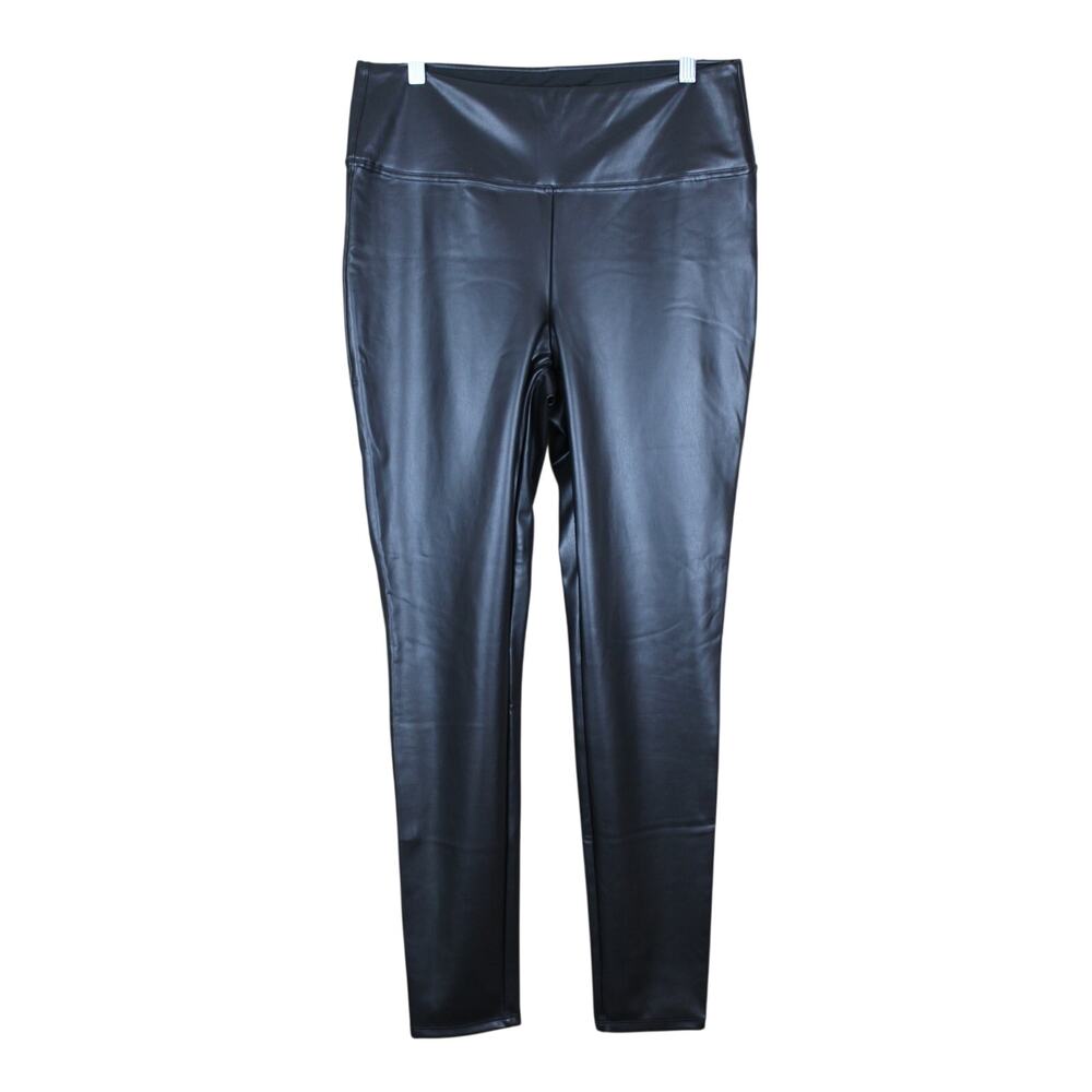 Seven7 Black‎ Faux Leather High Rise To Ankle Dressy Leggings Size L